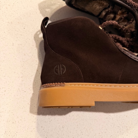 Cole Haan Suede Faux Fur Lace Up Ankle Chukka Boot Dark Brown Gum Sole Sz 8.5 - Picture 5 of 7